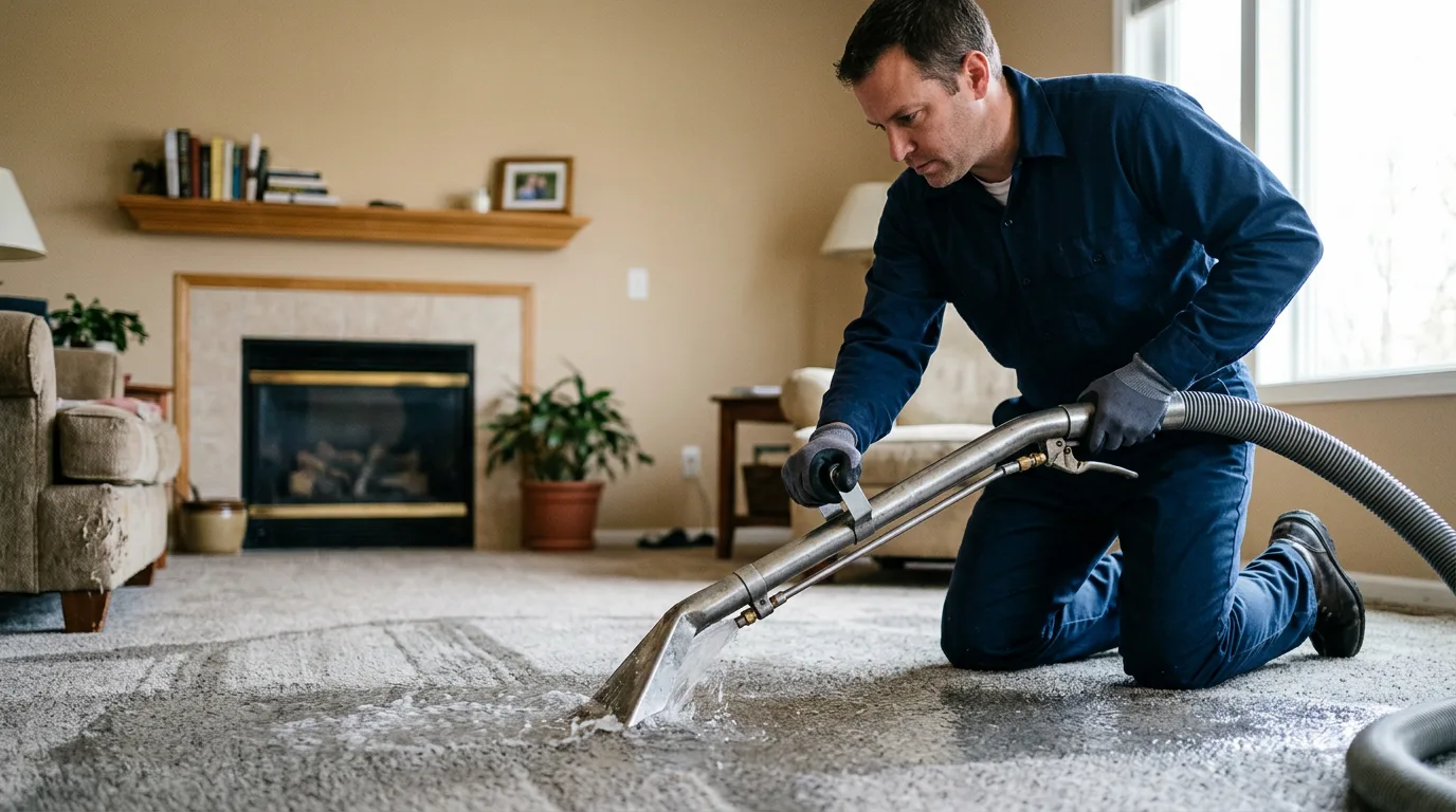 Water damage restoration technician working near Superior, WI